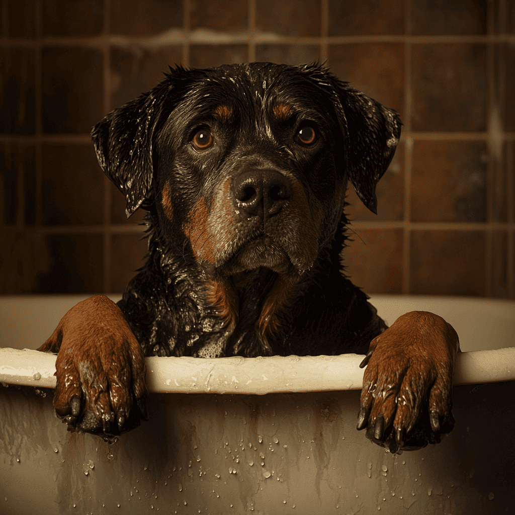 rottweiler-tomando-banho